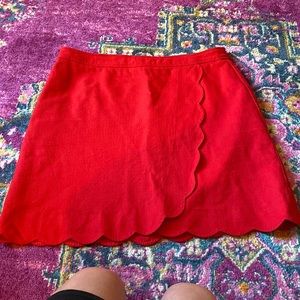 Red J crew scalloped skirt size 12